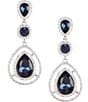 Color:Montana Blue - Image 1 - Pave Triple Crystal Drop Earrings