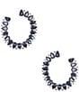 Color:Silver/Montana - Image 1 - Pear Blue Stone Cubic Zirconia Stud Hoop Earrings