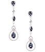 Color:Blue - Image 1 - Pear Crystal Linear Earrings