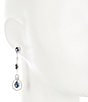 Color:Blue - Image 2 - Pear Crystal Linear Earrings