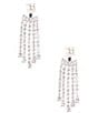 Cezanne Pearl Stud CZ Multi Rhinestone Chandelier Earrings, Color:Silver/CZ - Image 1