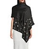 Cezanne Satin Stone Cluster Evening Wrap, Color:Black - Image 1