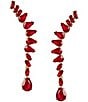 Cezanne Siam Navette & Teardrop Stone Curved Linear Drop Earrings - Image 1