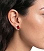 Cezanne Siam Octagon Stone Crystal CZ Edge Stud Earrings - Image 2