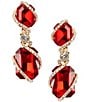 Cezanne Siam Octagon Stone Crystal Pave Swirl Drop Earrings - Image 1