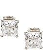 Color:Silver/Crystal - Image 1 - Square Cubic Zirconia Stud Sensitive Earrings