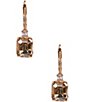 Color:Gold/Champagne - Image 1 - Square Stone Drop Earrings