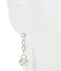 Color:White - Image 2 - Victorian Crystal and Pearl Daisy Linear Earrings