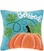 C&F Home Festive Fall Colleciton Blessed Pumpkin Hooked Throw Pillow - Image 1