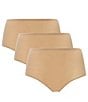 Color:Nude - Image 1 - Seamless Soft Stretch High Waist Rise Brief Panty 3-Pack