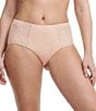 Color:Nude Blush - Image 1 - Soft Knit High Waist Floral Lace Brief Panty