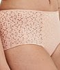 Color:Nude Blush - Image 3 - Soft Knit High Waist Floral Lace Brief Panty