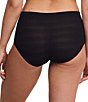 Color:Black - Image 2 - Striped Soft Stretch High Rise Full Coverage Brief Panty