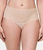 Color:Nude Blush - Image 1 - Soft Stretch High Waisted Lace Brief