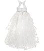 Color:White - Image 2 - Little Girls 2T-6X Printed Organza Cascade Horsehair Skirt Dress