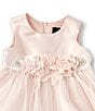 Color:Blush - Image 3 - Baby Girls 12-24 Months Floral-Belt Satin/Mesh Fit-And-Flare Dress