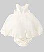 Color:Ivory - Image 1 - Baby Girls 12-24 Months Lace Bow Back Dress
