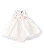 Color:Ivory - Image 1 - Baby Girls 12-24 Months Satin/Mesh-Overlay Fit-And-Flare Dress