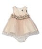 Color:Champagne - Image 1 - Baby Girls 3-24 Months Satin/Organza Tulle Fit-And-Flare Dress