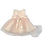 Color:Champagne - Image 2 - Baby Girls 3-24 Months Satin/Organza Tulle Fit-And-Flare Dress