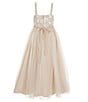 Color:Taupe - Image 2 - Big Girls 7-16 Embroidered Mesh Glitter Gown