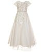 Color:Ivory - Image 1 - Big Girls 7-12 Illusion Sweetheart Embroidered Glitter Mesh Ball Gown