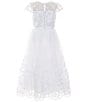 Chantilly Place Big Girls 7-16 Cap-Sleeve Sequin-Embellished Embroidered/Mesh-Skirted Ballgown, Color:White - Image 2