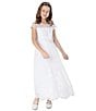 Chantilly Place Big Girls 7-16 Cap-Sleeve Sequin-Embellished Embroidered/Mesh-Skirted Ballgown, Color:White - Image 5