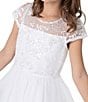 Chantilly Place Big Girls 7-16 Cap-Sleeve Sequin-Embellished Embroidered/Mesh-Skirted Ballgown, Color:White - Image 6