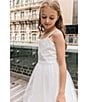Color:Ivory - Image 5 - Big Girls 7-16 Embroidered Bodice Mesh Glitter Dress