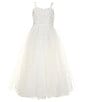 Color:White - Image 1 - Big Girls 7-16 Embroidered Bodice Mesh Glitter Dress