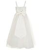Color:White - Image 2 - Big Girls 7-16 Embroidered Bodice Mesh Glitter Dress
