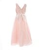 Color:Blush - Image 2 - Big Girls 7-16 Sleeveless Mesh Embroidered Ball Gown