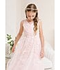 Color:Blush - Image 4 - Big Girls 7-16 Sleeveless Mesh Embroidered Ball Gown