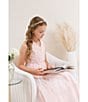 Color:Blush - Image 6 - Big Girls 7-16 Sleeveless Mesh Embroidered Ball Gown