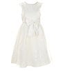Color:Ivory - Image 1 - Big Girls 7-16 Sleeveless Faux-Pearl-Neck Satin Fit-And-Flare Dress