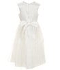Color:Ivory - Image 2 - Big Girls 7-16 Sleeveless Faux-Pearl-Neck Satin Fit-And-Flare Dress