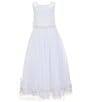 Chantilly Place Big Girls Sleeveless Satin/Mesh-Skirted Ballgown, Color:White - Image 1