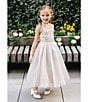 Color:Taupe - Image 5 - Little Girls 2T-6X Embroidered Mesh Glitter Gown