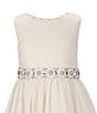 Color:Taupe - Image 3 - Little Girls 2T-6X Beaded-Waist Wire-Hem Long Dress