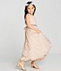 Color:Taupe - Image 6 - Little Girls 2T-6X Beaded-Waist Wire-Hem Long Dress