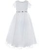 Color:Ivory - Image 1 - Little Girls 2T-6X Illusion Lace/Mesh Ballgown