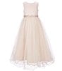 Color:Blush - Image 1 - Little Girls 2T-6X Satin/Mesh Ball Gown