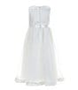 Color:Ivory - Image 2 - Little Girls 2T-6X Sleeveless Flower-Appliqued Satin Fit-And-Flare Dress