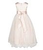 Color:Blush - Image 2 - Little Girls 2T-6X Sleeveless Satin/Mesh Gown Dress