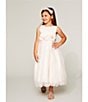 Color:Blush - Image 3 - Little Girls 2T-6X Sleeveless Satin/Mesh Gown Dress
