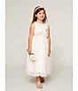Color:Blush - Image 5 - Little Girls 2T-6X Sleeveless Satin/Mesh Gown Dress