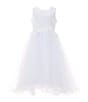 Chantilly Place Little Girls 4-6X Beaded Floral-Appliqued Bodice/Mesh Shirred Fit-And-Flare Dress, Color:White - Image 1