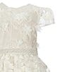 Color:Ivory Taupe - Image 3 - Little Girls 4-6X Cap Sleeve Pearl Embellished Waist Floral Embroidered Scalloped Hem Gown