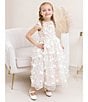 Color:Ivory Taupe - Image 4 - Little Girls 4-6X Cap Sleeve Pearl Embellished Waist Floral Embroidered Scalloped Hem Gown